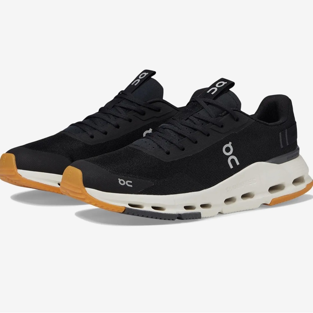 On Running Black Sneakers with White and Brown Soles